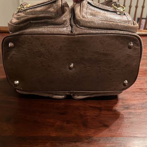 CHLOE Betty Taupe Suede Metallic Silver Overlay - Picture 5 of 17